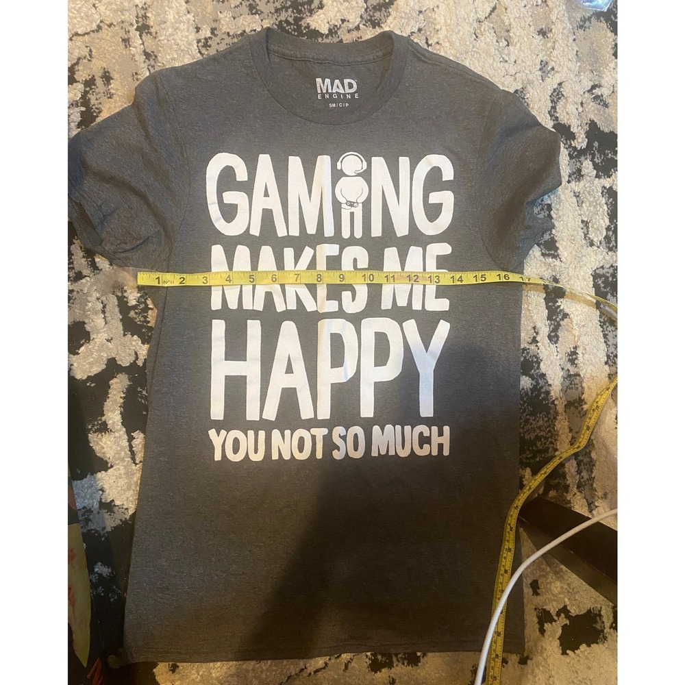 Mad Engine Gaming Makes Me Happy Graphic T-Shirt Mens Small Charcoal Heather - Picture 6 of 6